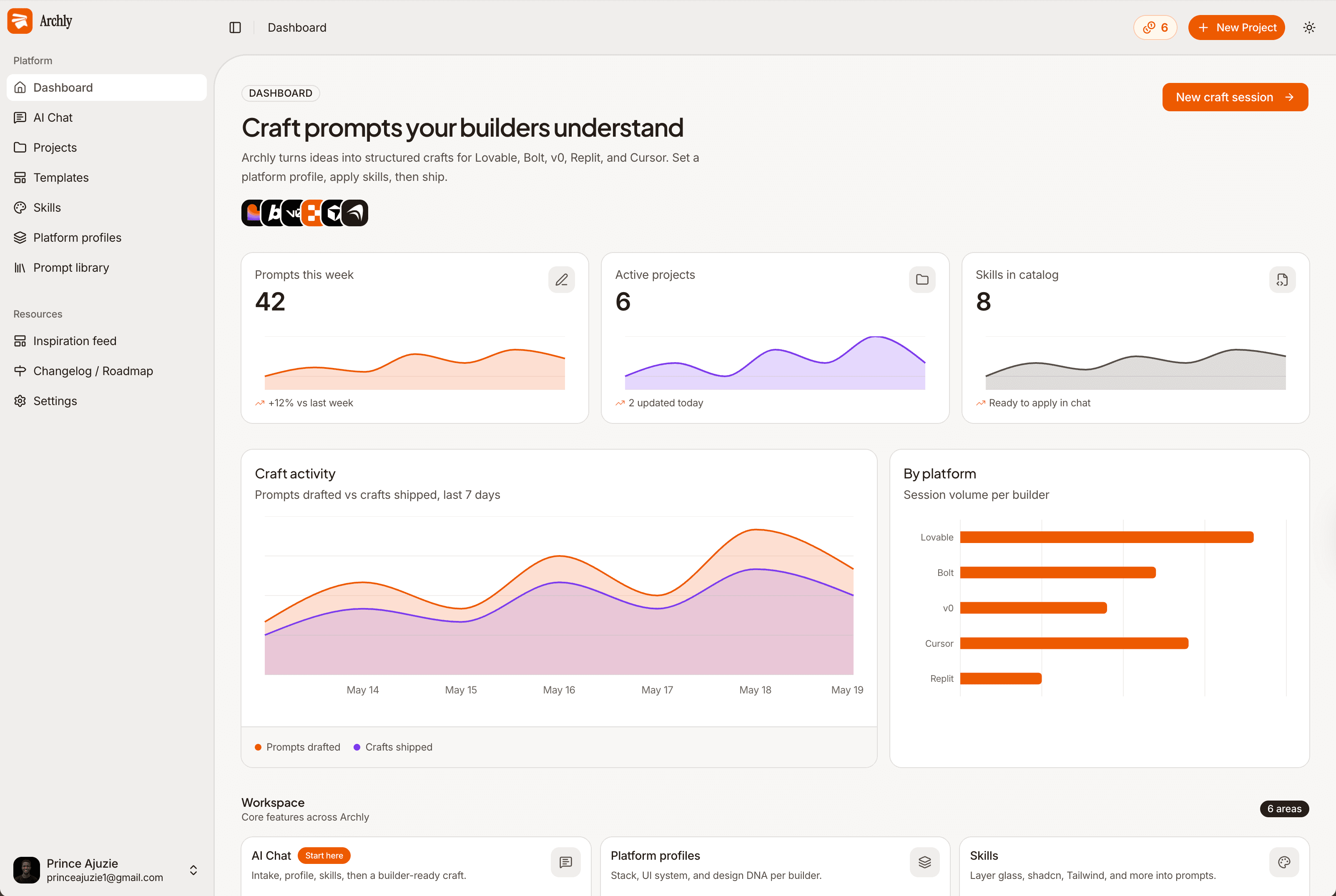 Archly dashboard